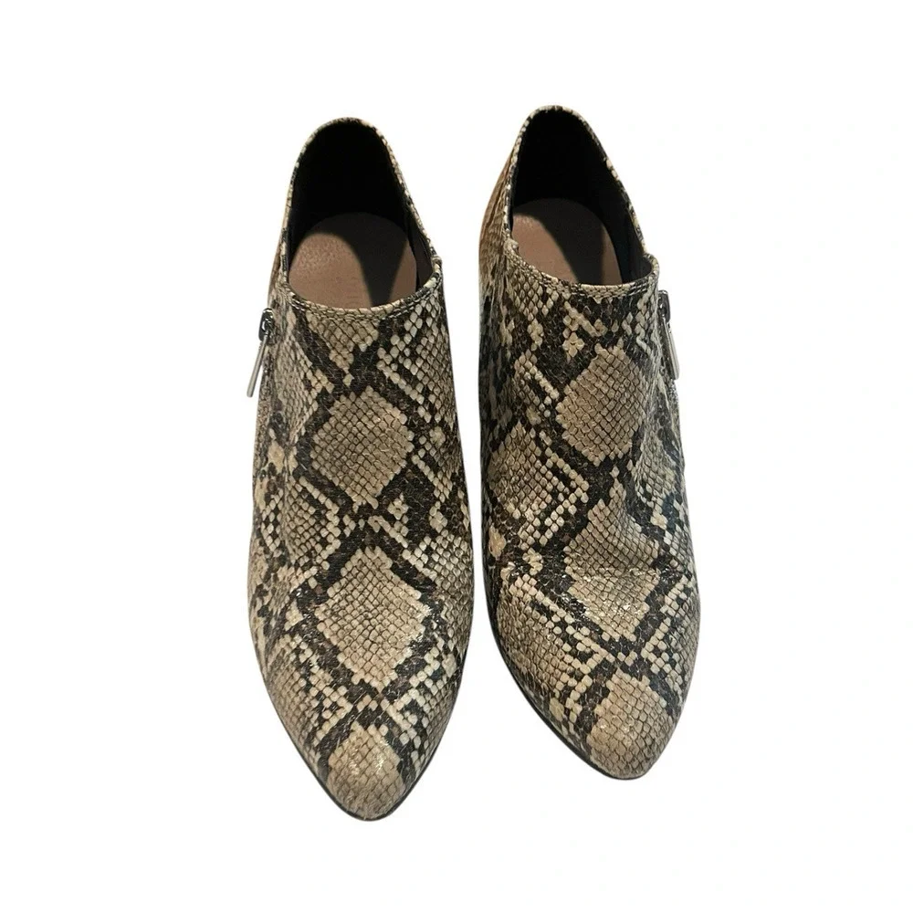 Michael by Michael Shannon Snake Print Block Heel Ankle Booties 8 Pointed Toe